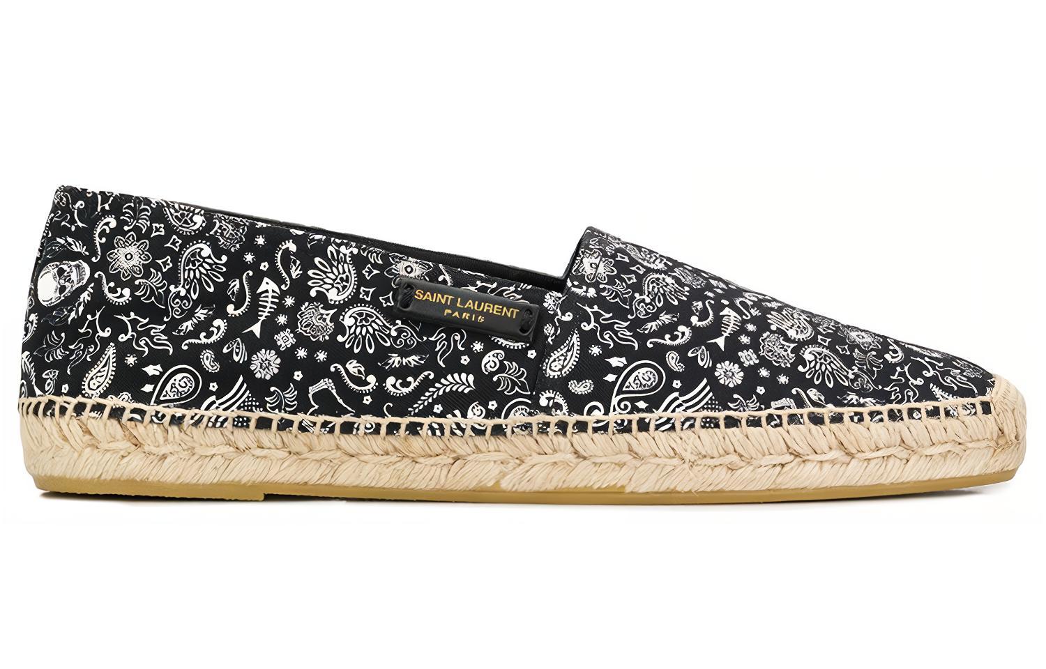 SAINT LAURENT Solar Band Espadrilles Men's Black White
