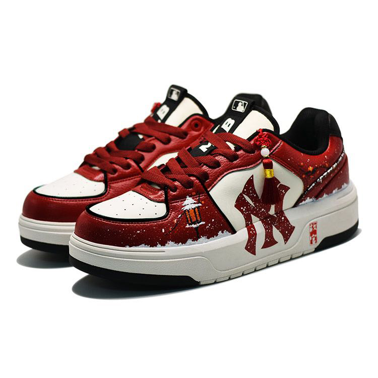 MLB Chunky Liner Skateboard Shoes Unisex Low-Top Burgundy/White
