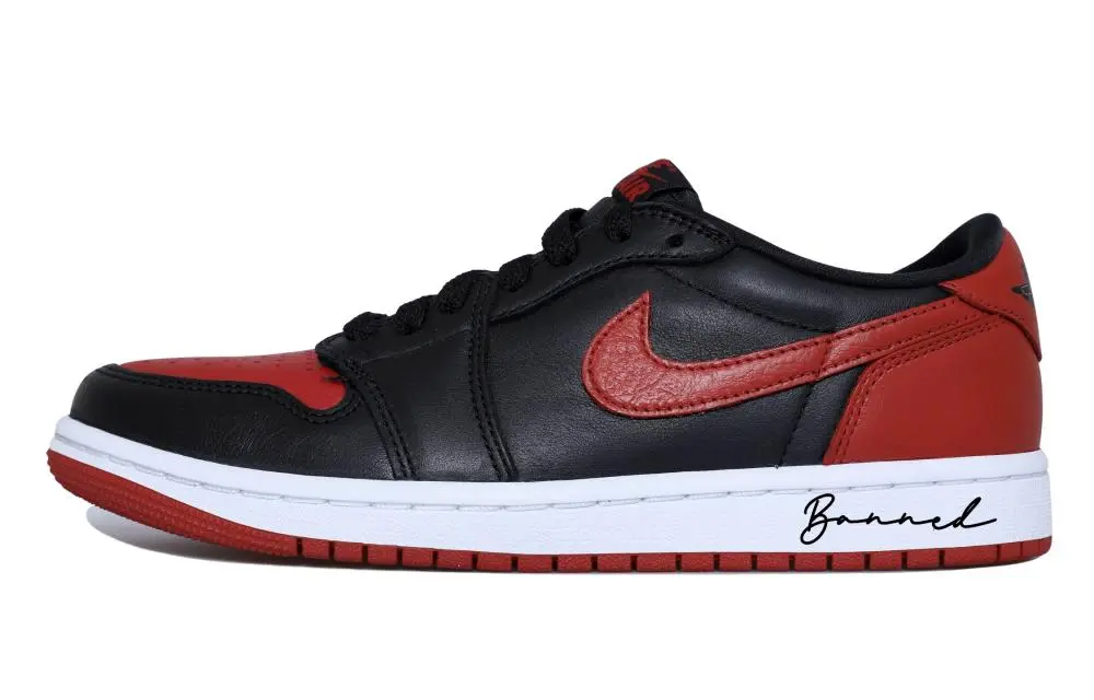 Jordan Air Jordan 1 Slip-Resistant Low-Top Vintage Basketball Shoes Women's Black Red