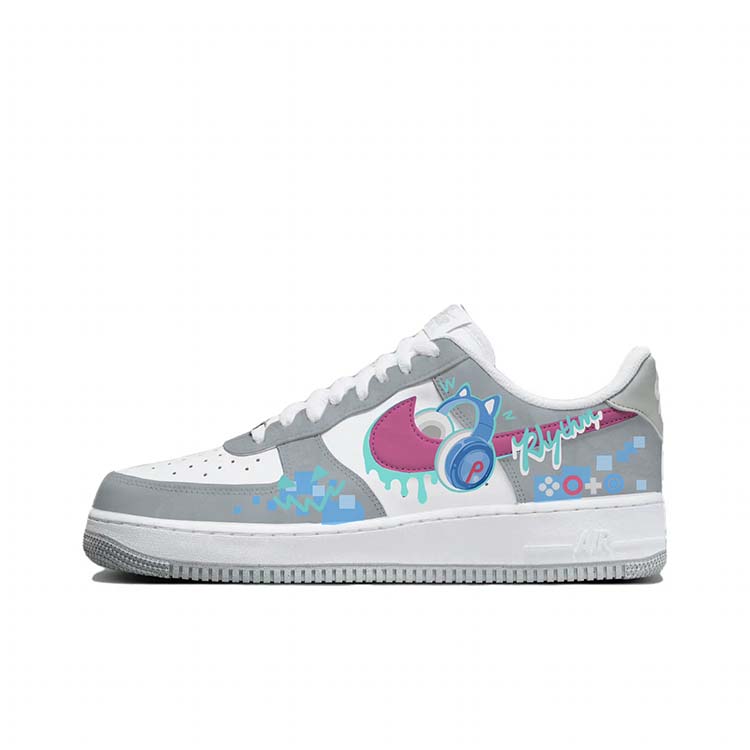Nike Air Force 1 Slip-Resistant Low-Top Skateboard Shoes Men's Gray White