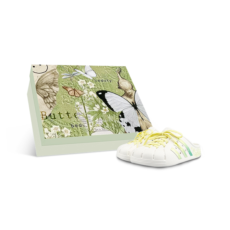 Adidas ADILETTE CLOGS Slip Resistant Closed Toe Slippers Unisex White Green Yellow