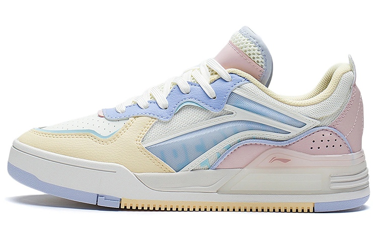 LiNing Wave Non-slip Lightweight Low-Top Skateboard Shoes Women's White Pink Yellow