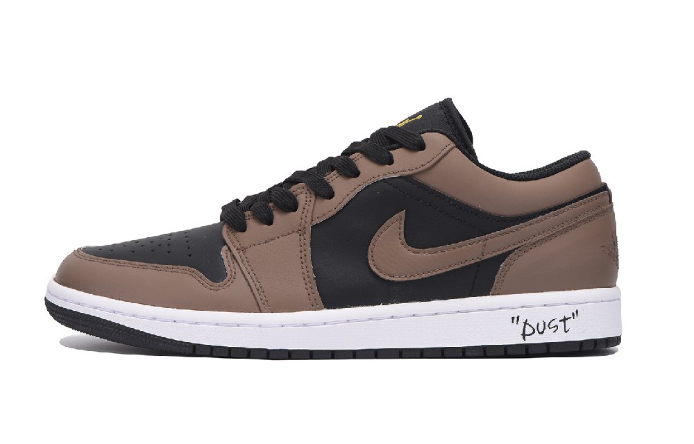 Jordan Air Jordan 1 Anti-Slip Wear-Resistant Low-Top Vintage Basketball Shoes Unisex Black Brown