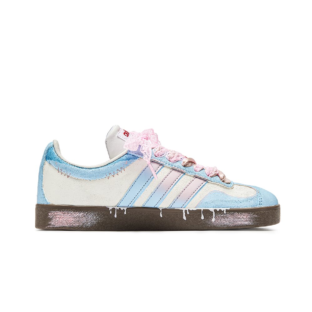 Adidas Neo VL Court 2.0 Cat Lying Down Shock Absorbers Low Top Skateboard Shoes Unisex Blue Brown