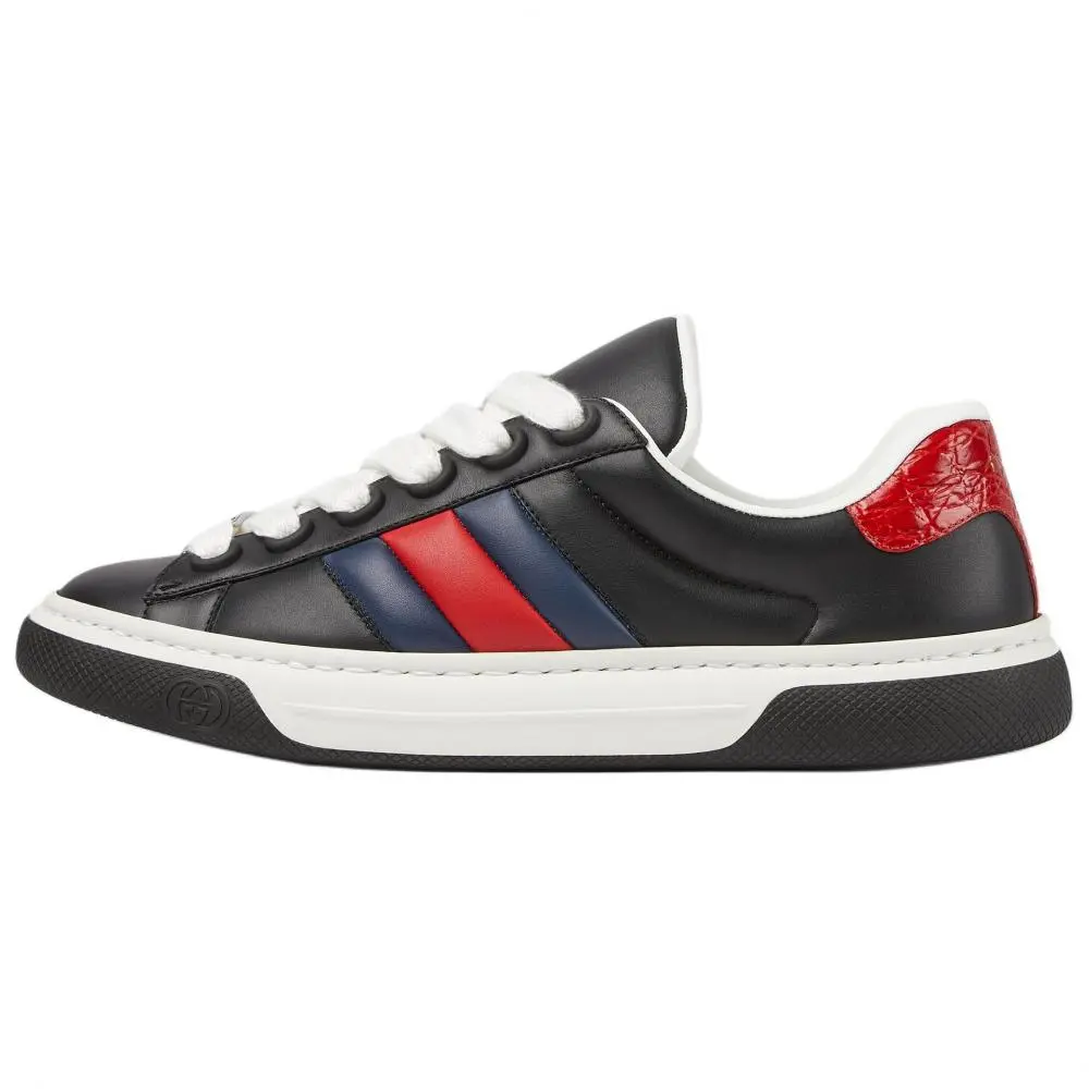 GUCCI ACE Low Top Skateboard Shoes Men's Black