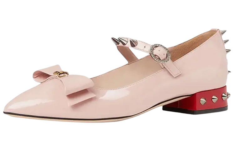 GUCCI Block Heel Mary Jane Shoes Women's Pink