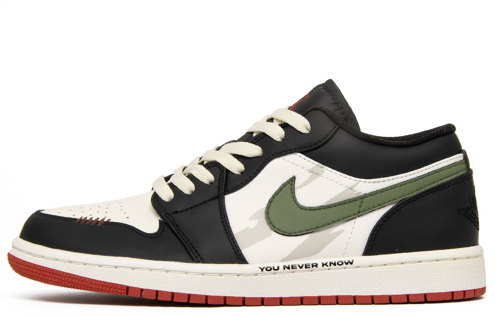 JORDAN Air JORDAN 1 Vintage Basketball Shoes Men Low Top Black/White/Green
