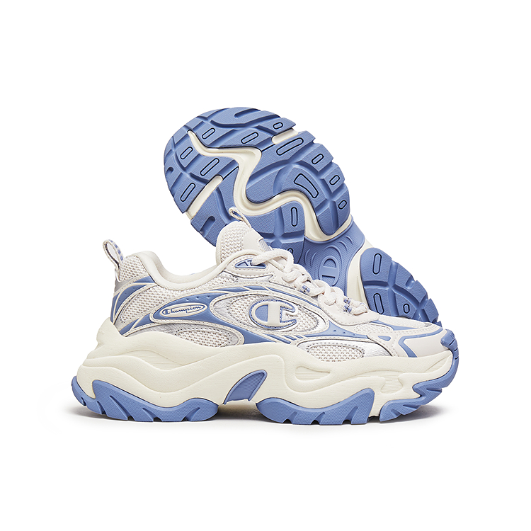 Champion Nebula Layered Balance Low top Chunky Sneakers Women's New Beige White/Timeless Blue