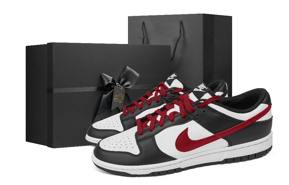 Nike Dunk Skateboard Shoes Men Low-Top Black/White/Red