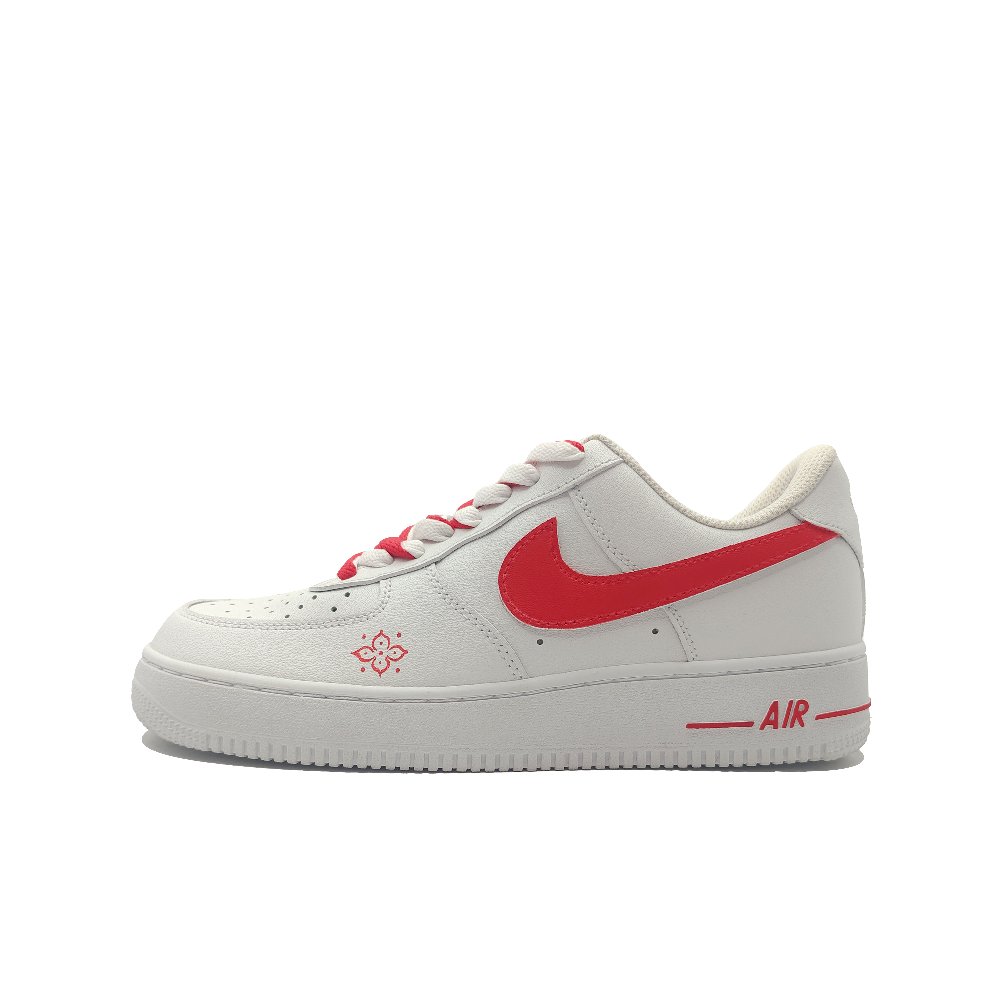 Nike Air Force 1 Abrasion-Resistant Slip-Resistant Low-Top Skateboard Shoes Unisex White Red