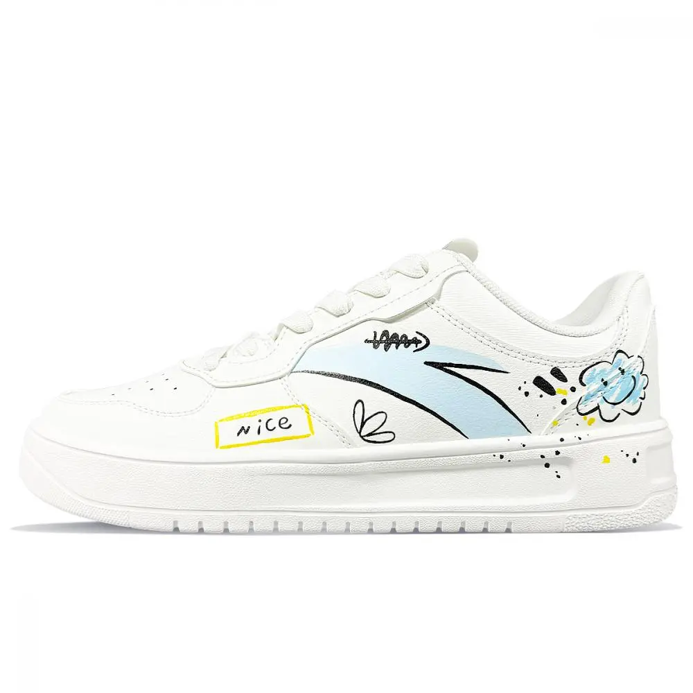 Anta Life Collection Slip-Resistant Cushioning Low-Top Skateboard Shoes Women's Blue White
