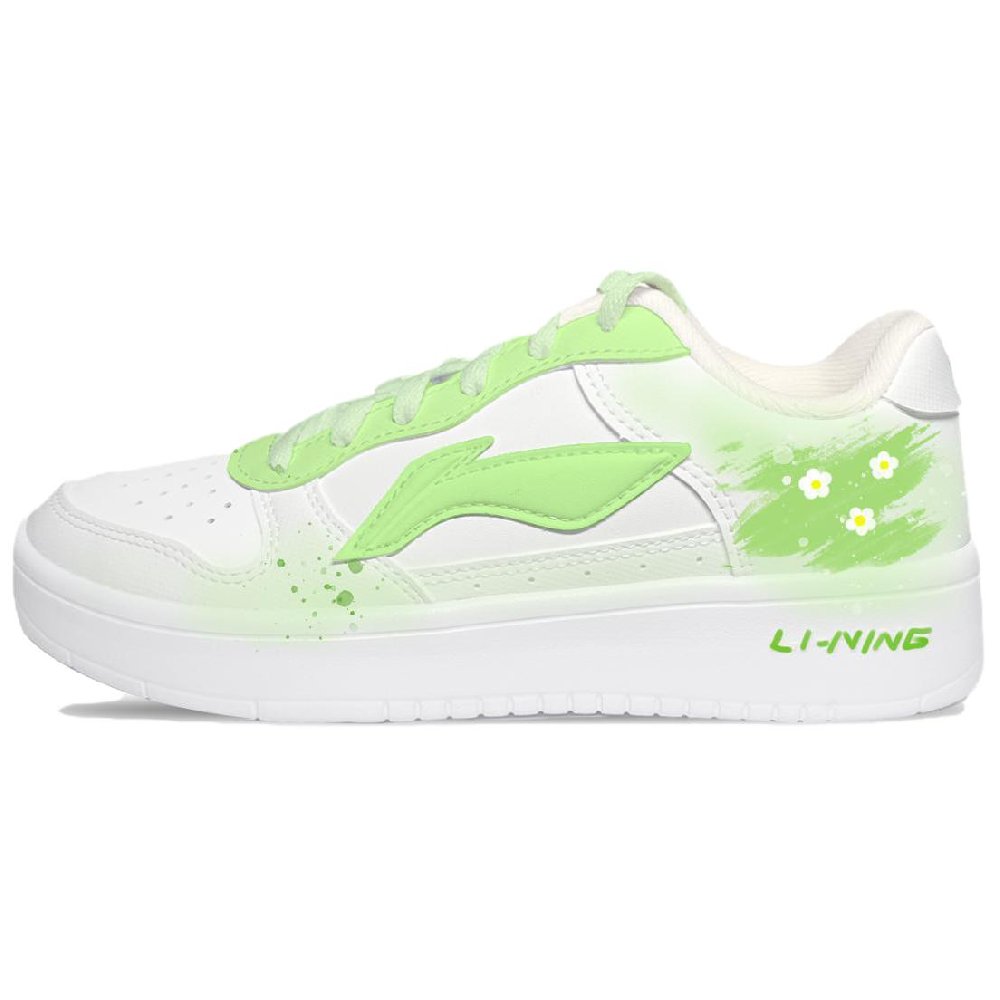 LiNing Pontoon Boats Slip Resistant Breathable Abrasion Resistant Low Top Skateboard Shoes Unisex White
