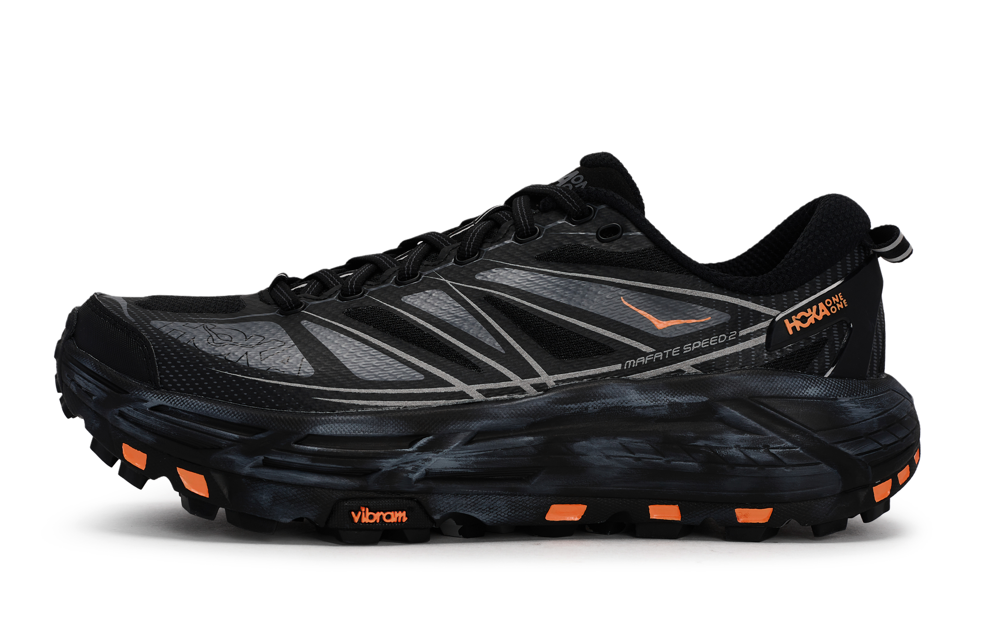 HOKA ONE ONE Mafate Speed 2 Abrasion Resistant Low Top Running Shoes Unisex Black Gray Orange купить в интернет-магазине Yoocart с быстрой доставкой по России.