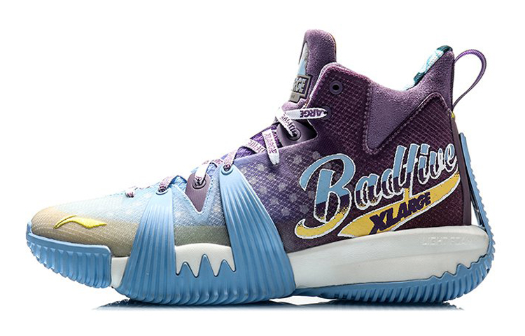 XLARGE x LiNing Badfive 1 Mid-Top Basketball Shoes Men's Purple Blue White