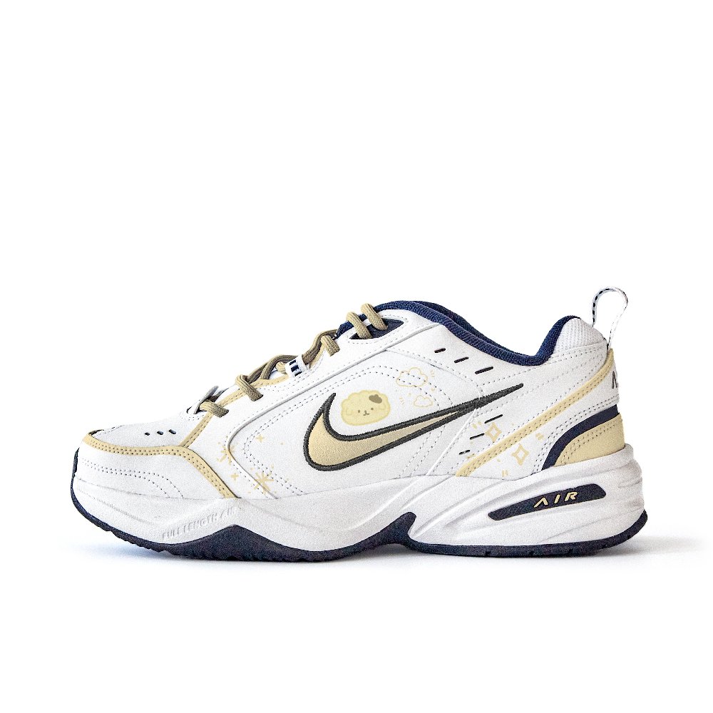 Nike Air Monarch 4 Anti Slip Wear Resistant Low Top Chunky Sneakers Unisex White Yellow
