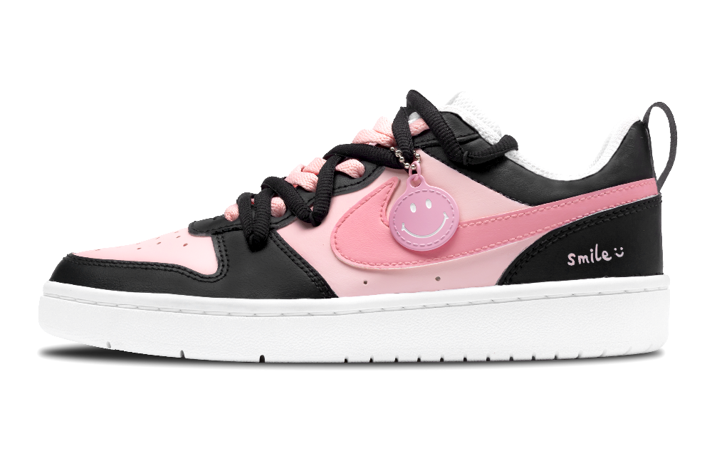 Nike Court Borough Slip Resistant Abrasion Resistant Low top Skateboard Shoes GS Black Pink