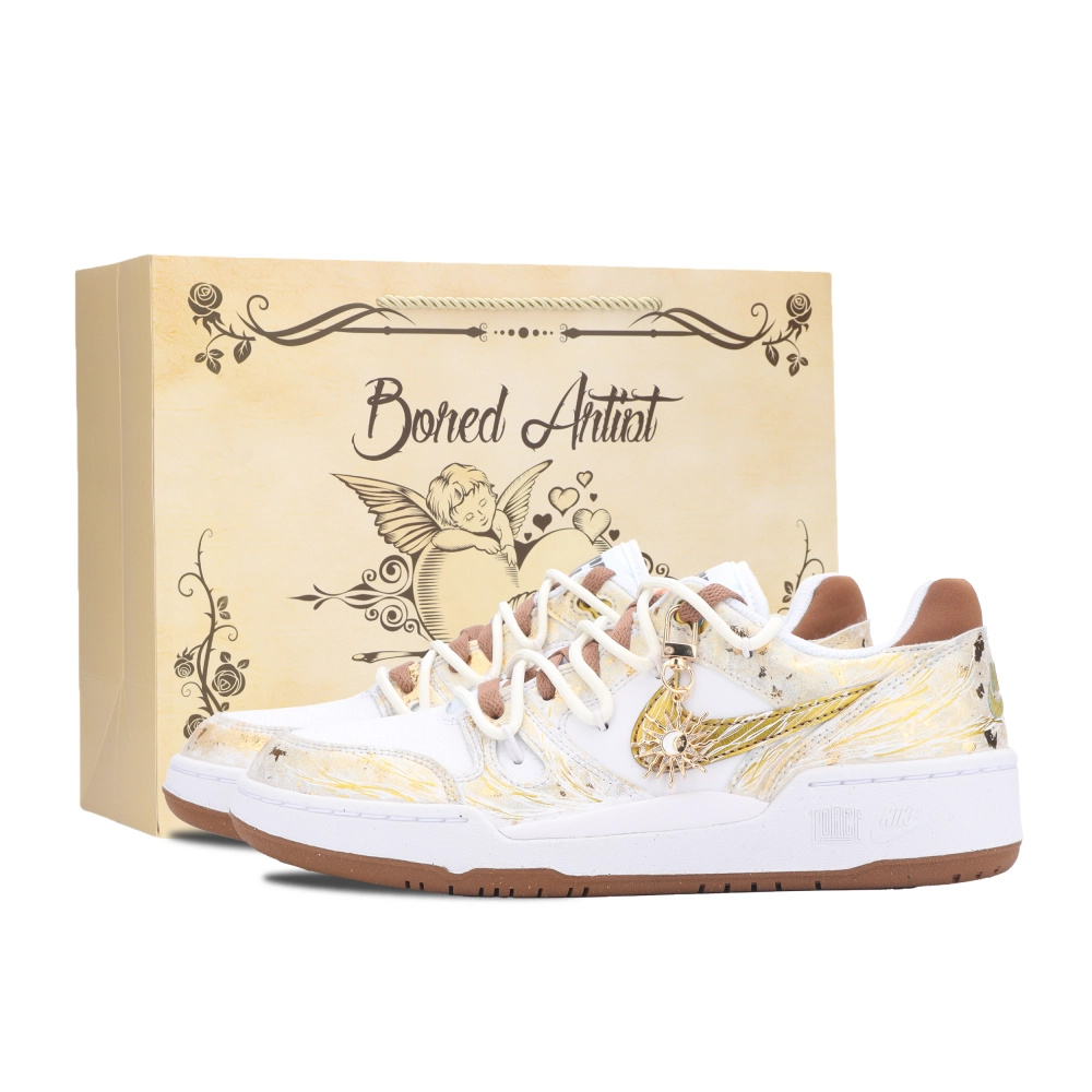 Nike Full Force River Immersed Moon, Sun God Apollo Abrasion Resistant Low top Skateboard Shoes Unisex Gold