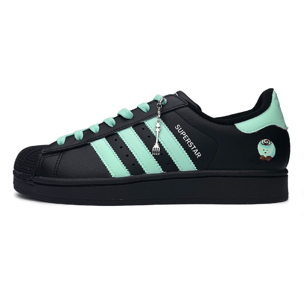 Adidas Originals Superstar 2 Abrasion Resistant Low Top Skateboard Shoes Unisex Black Green