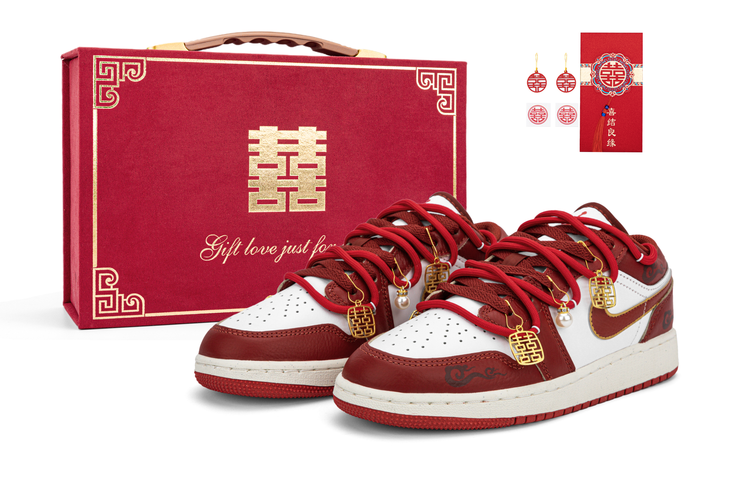 Jordan Air Jordan 1 Low-Top Vintage Basketball Shoes Women's White Red