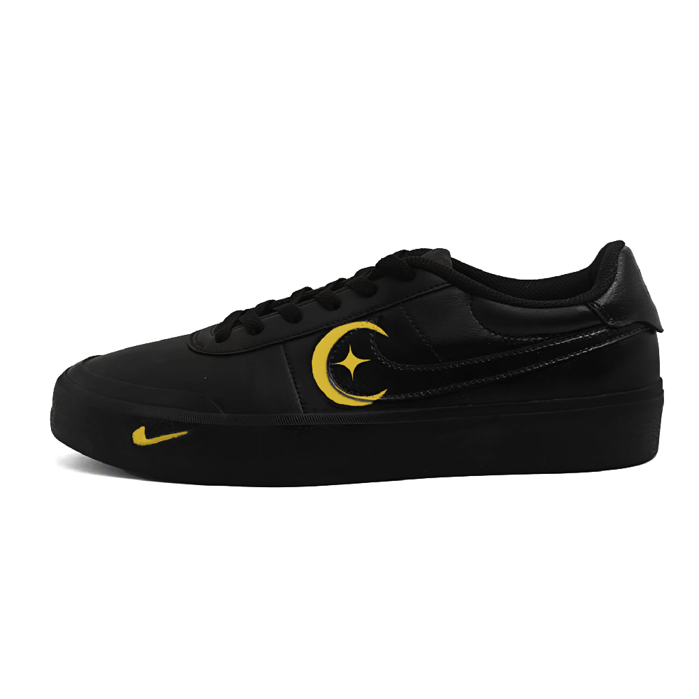 Nike Court Shot Cangyue Slip Resistant, Abrasion Resistant, Lightweight Low Top Skateboard Shoes Unisex Black Yellow