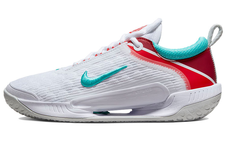Nike Court Zoom Nxt Hc White Light Silver Habanero Red Washed Teal Women's