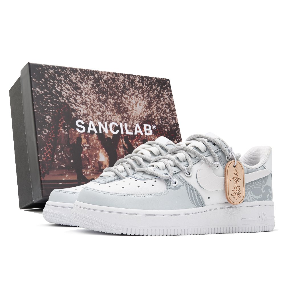 Nike Air Force 1 Low Top Skateboard Shoes Women's Gray White