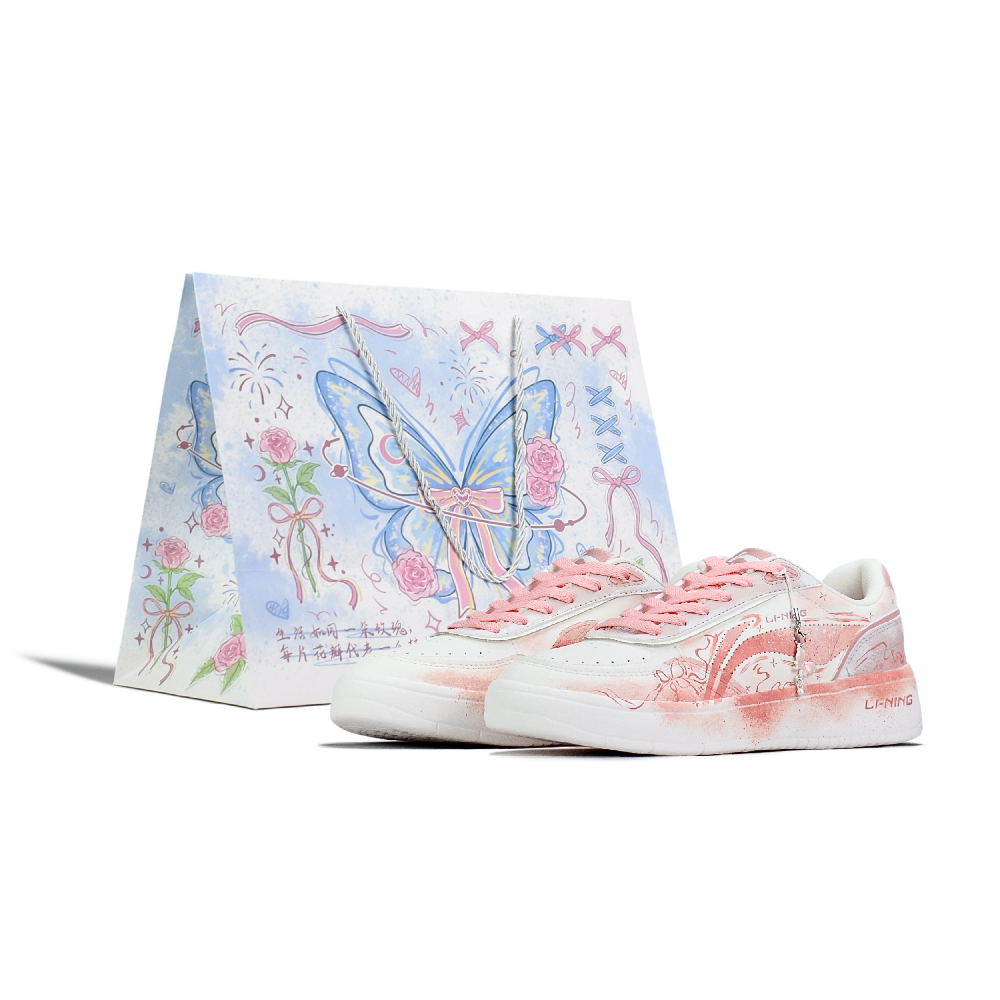 LiNing Su Slip Resistant, Abrasion Resistant, Breathable Low Top Skateboard Shoes Women's Peach