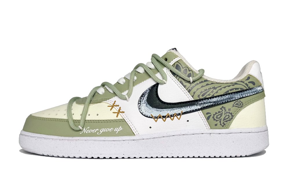 Nike Court Vision 1 Matcha Cashew Nut Coverage Anti Slip And Wear Resistant Low Top Skateboard Shoes Men's Green Yellow