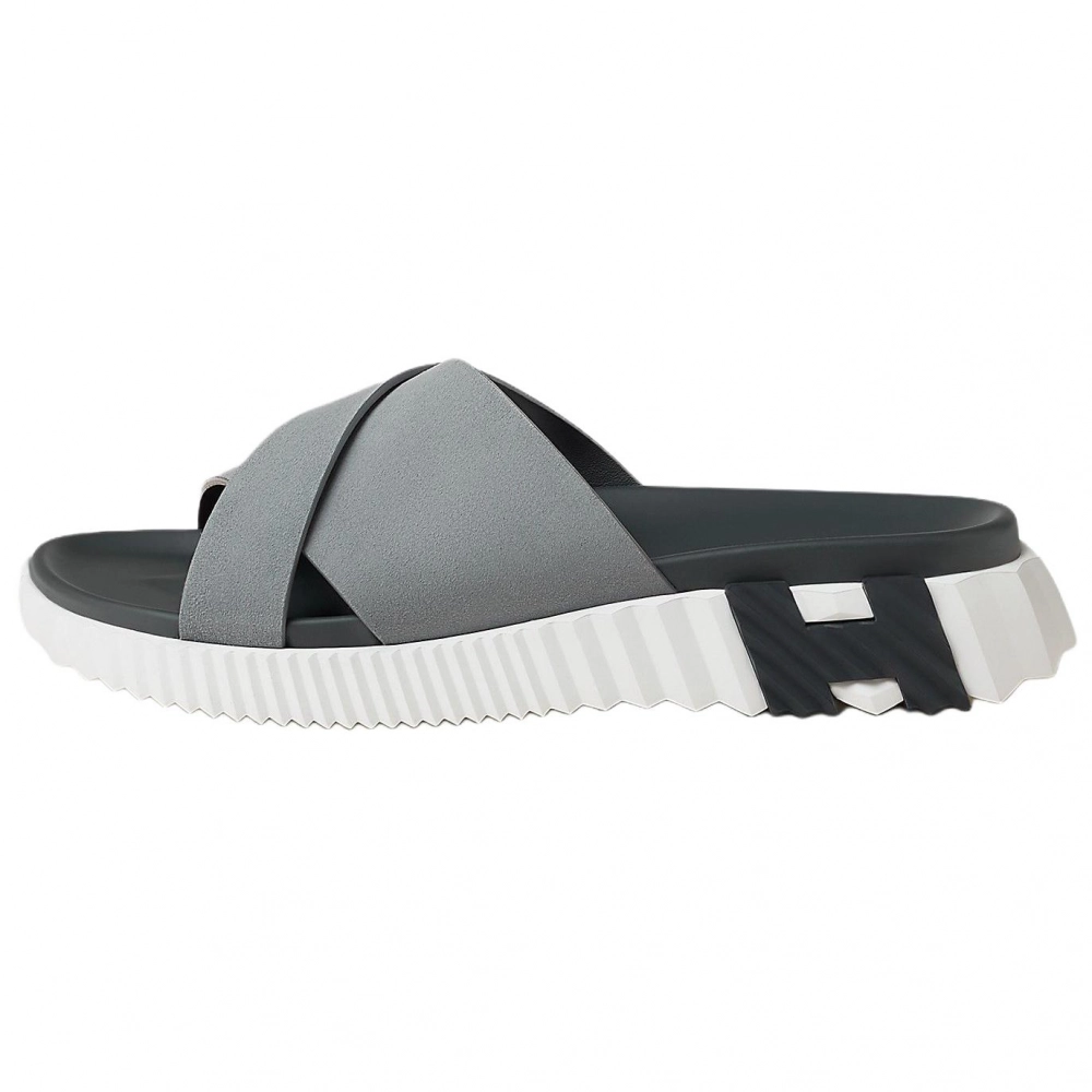 HERMES Slide Slippers 4cm Men's Gray