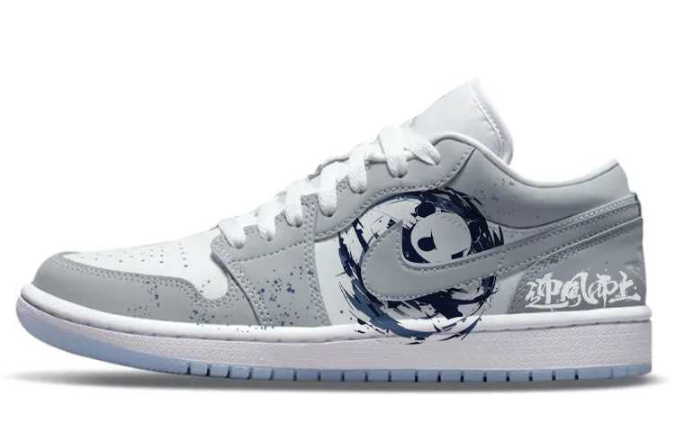 Jordan Air Jordan 1 Windward Bear Cushioning Anti-Slip And Wear-Resistant Low-Top Skateboard Shoes Women's Gray White