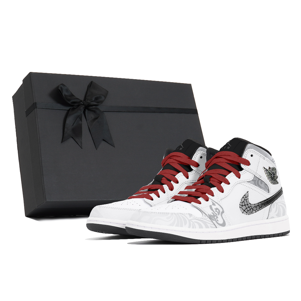 Jordan Air Jordan 1 Abrasion Resistant Mid Top Vintage Basketball Shoes Unisex White Gray
