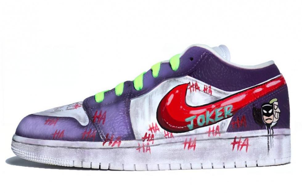 Jordan Air Jordan 1 Low 'Joker' Low-Top Vintage Basketball Shoes GS Purple Yellow Red