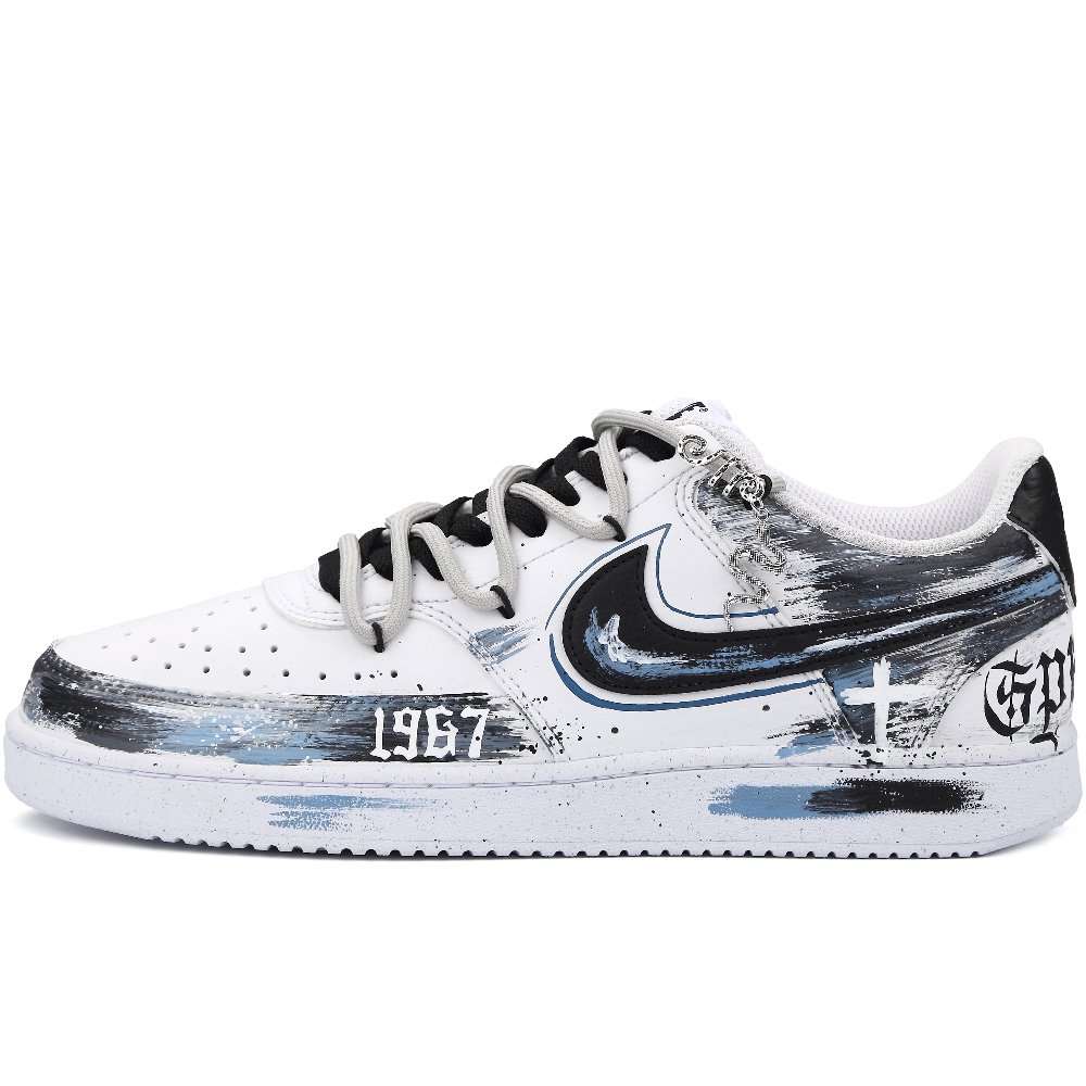 Nike Court Vision Anti-Slip Wear-Resistant Low-Top Skateboard Shoes Unisex White