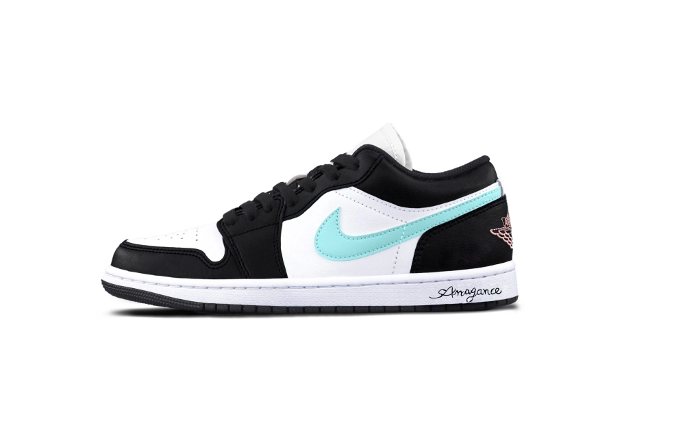 Jordan Air Jordan 1 Little Tiffany Cushioning, Wear Resistant Low top Vintage Basketball Shoes Unisex Black Green
