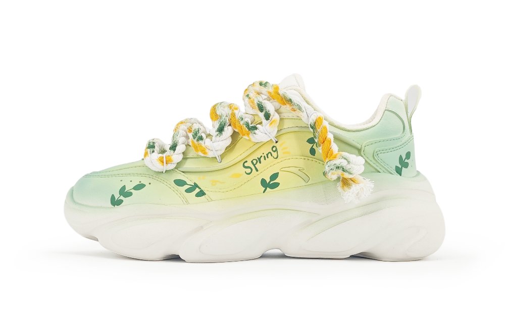 Anta Shock Absorbers With Slip Resistant And Abrasion Resistant Properties Low Top Chunky Sneakers Women's Mint Green