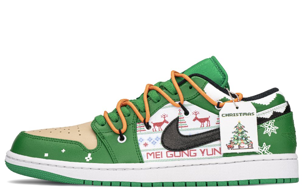 Jordan Air Jordan 1 FZBB Abrasion-Resistant Low-Top Vintage Basketball Shoes Men's Green White