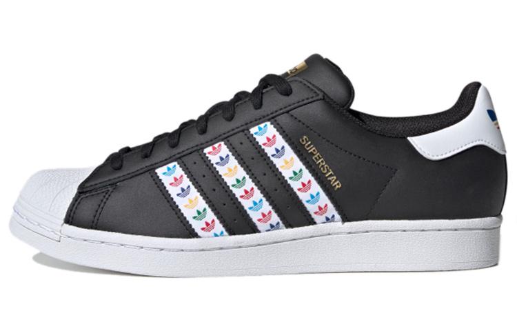 Adidas Originals Superstar Black Multi Color Trefoil Stripes