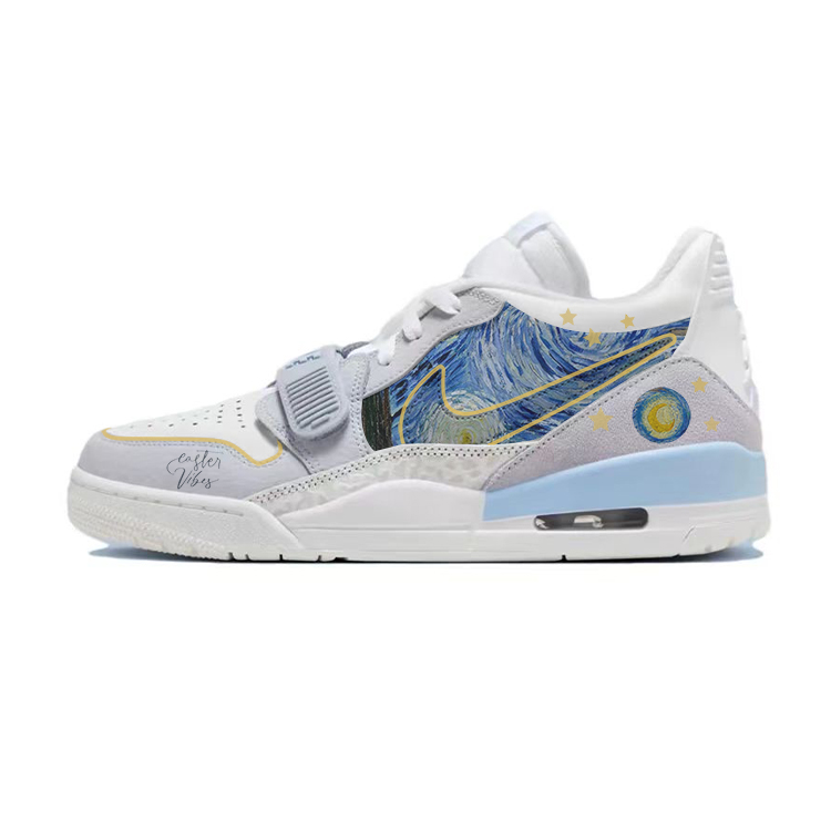 JORDAN Legacy 312 Vintage Basketball Shoes Men Low Top White Blue Gray