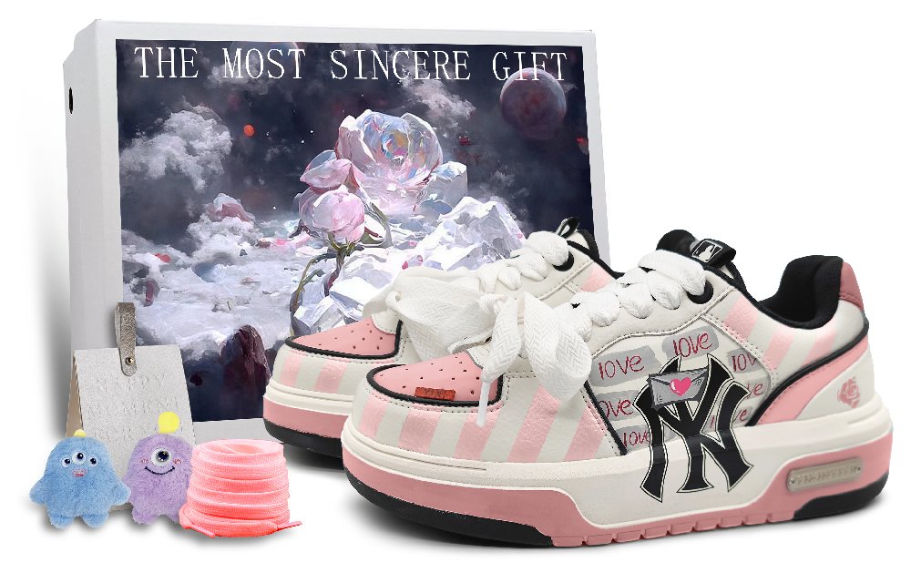 MLB Chunky Liner Low-Top Skateboard Shoes Unisex White Pink