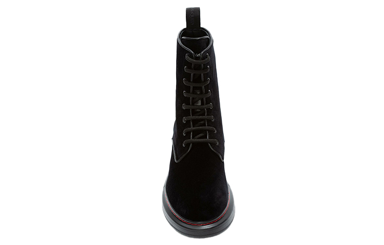 Alexander McQueen Hybrid Lace Up Boot Velvet Black Women's