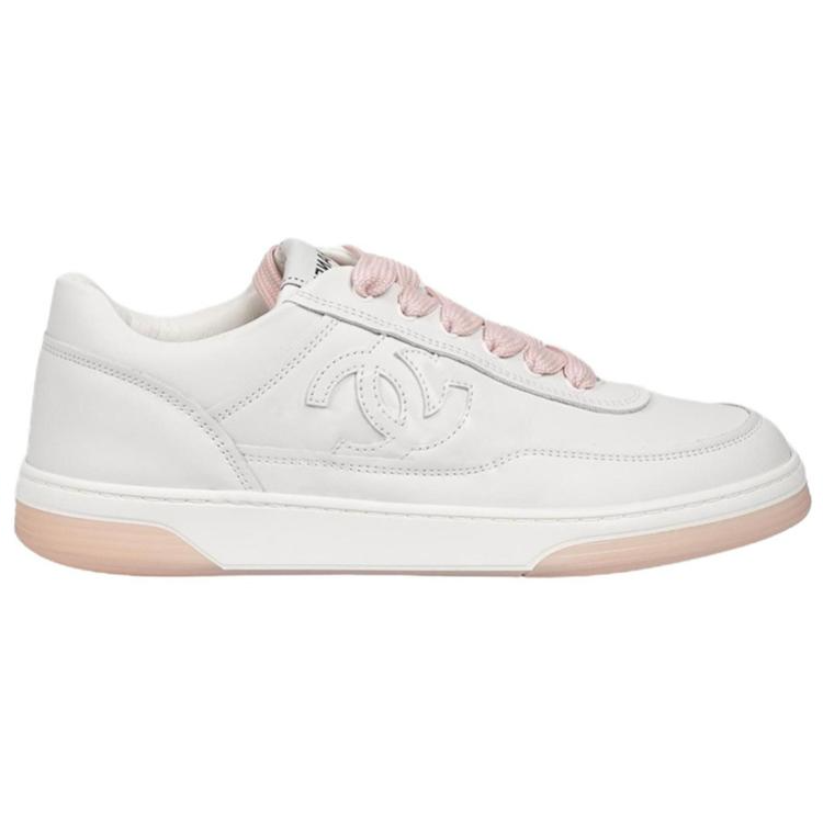 CHANEL Low Top Skateboard Shoes Women's White Pink