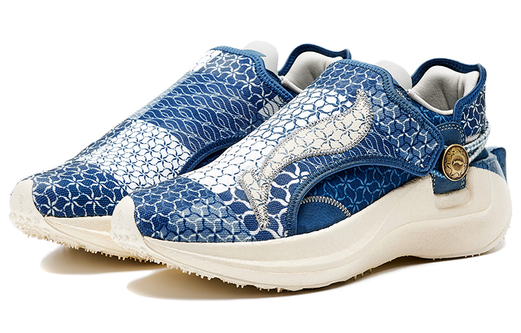 LiNing Blue Series Cushioning Anti-Slip And Wear-Resistant Low-Top Sports Casual Shoes Men's Blue White