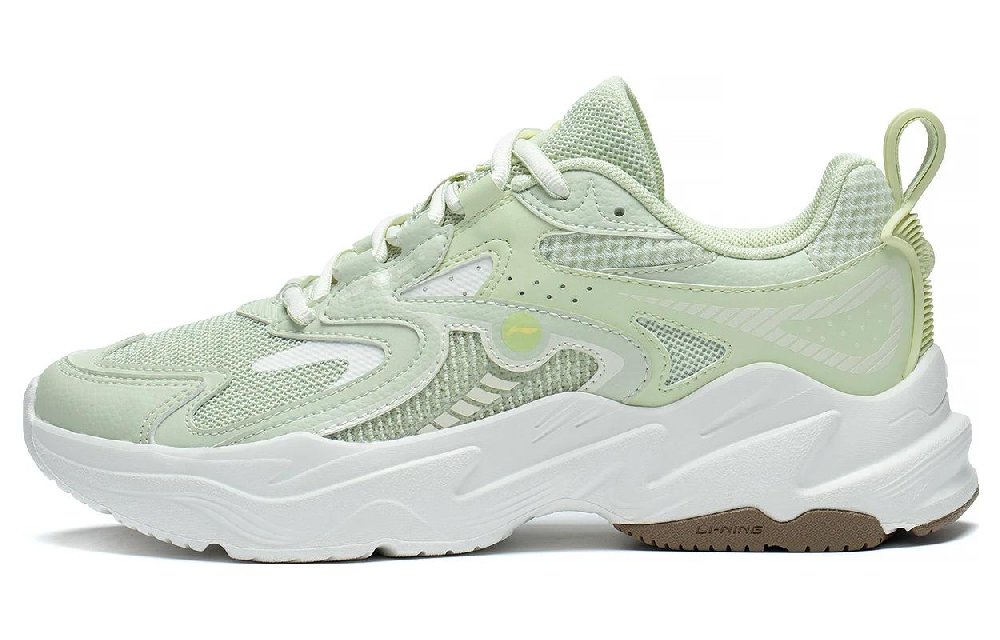LiNing Shock Absorbers With Slip Resistant And Abrasion Resistant Properties Low Top Running Shoes Women's White Green