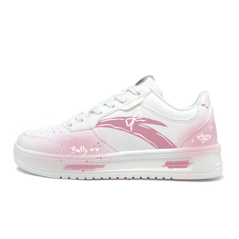 Anta Relaxed Coverage Abrasion Resistant Low Top Skateboard Shoes Women's White Pink