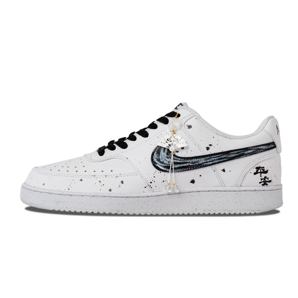 Nike Court Vision Anti-Slip Wear-Resistant Low-Top Skateboard Shoes Men's Black White