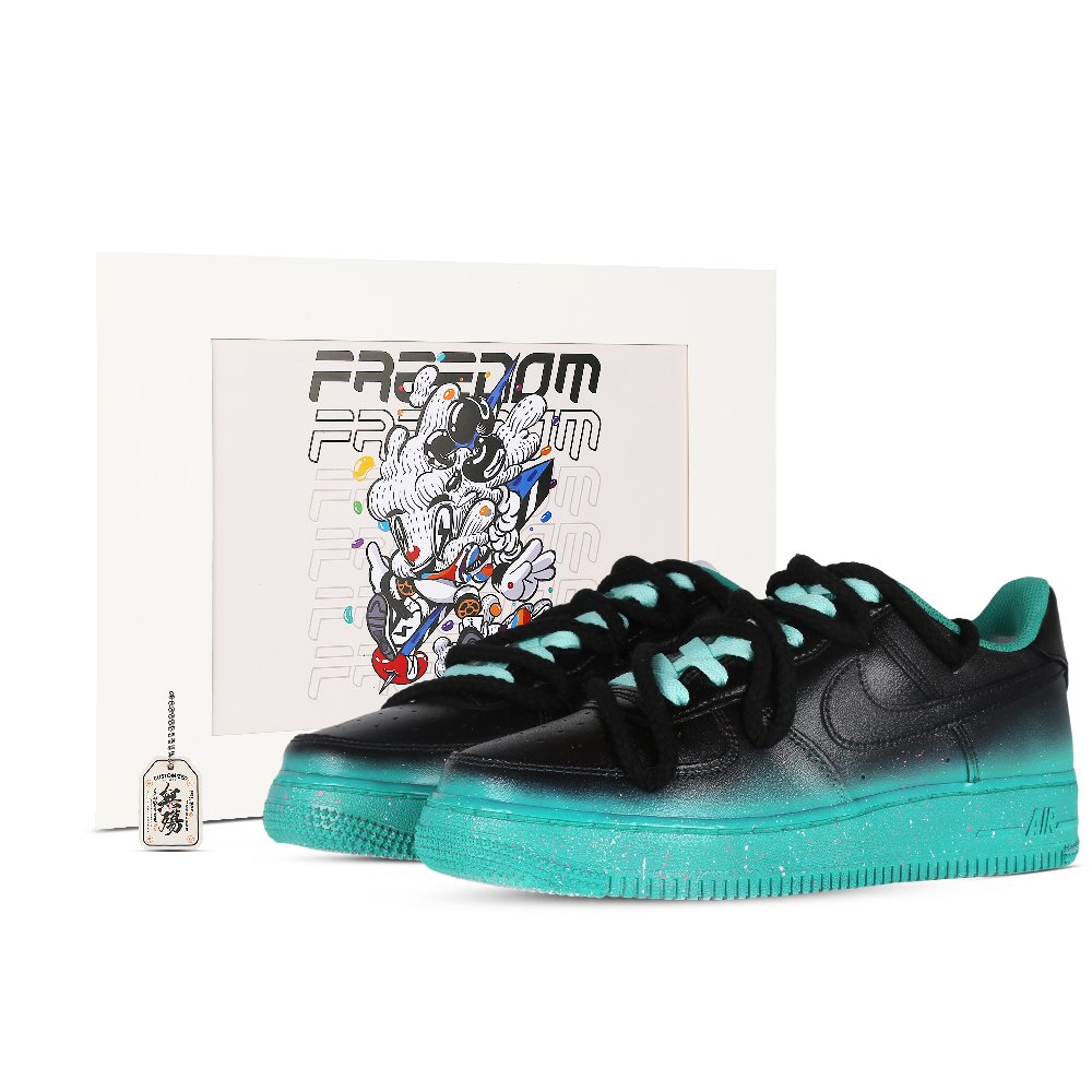 Nike Air Force 1 Skateboard Shoes Women's Low-Top Black Green