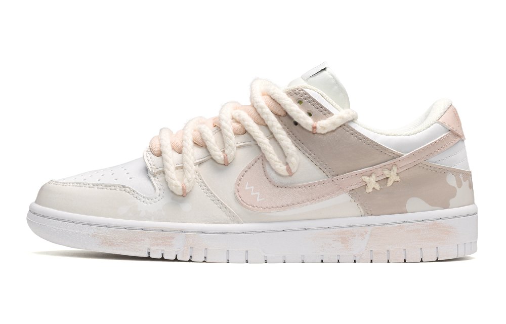 Nike Dunk Low-Top Skateboard Shoes GS Pink White Brown