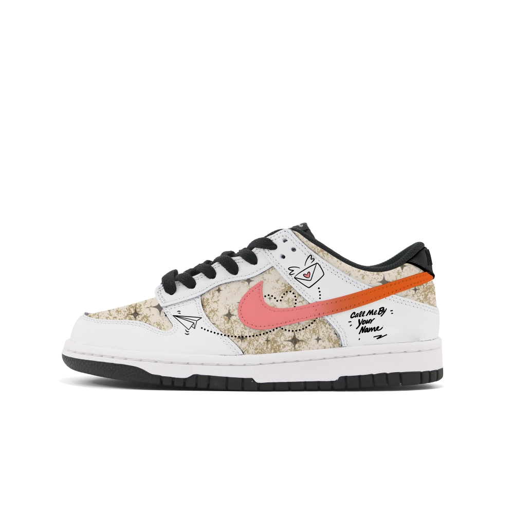 Nike Dunk Abrasion Resistant Low top Skateboard Shoes Unisex Beige Yellow