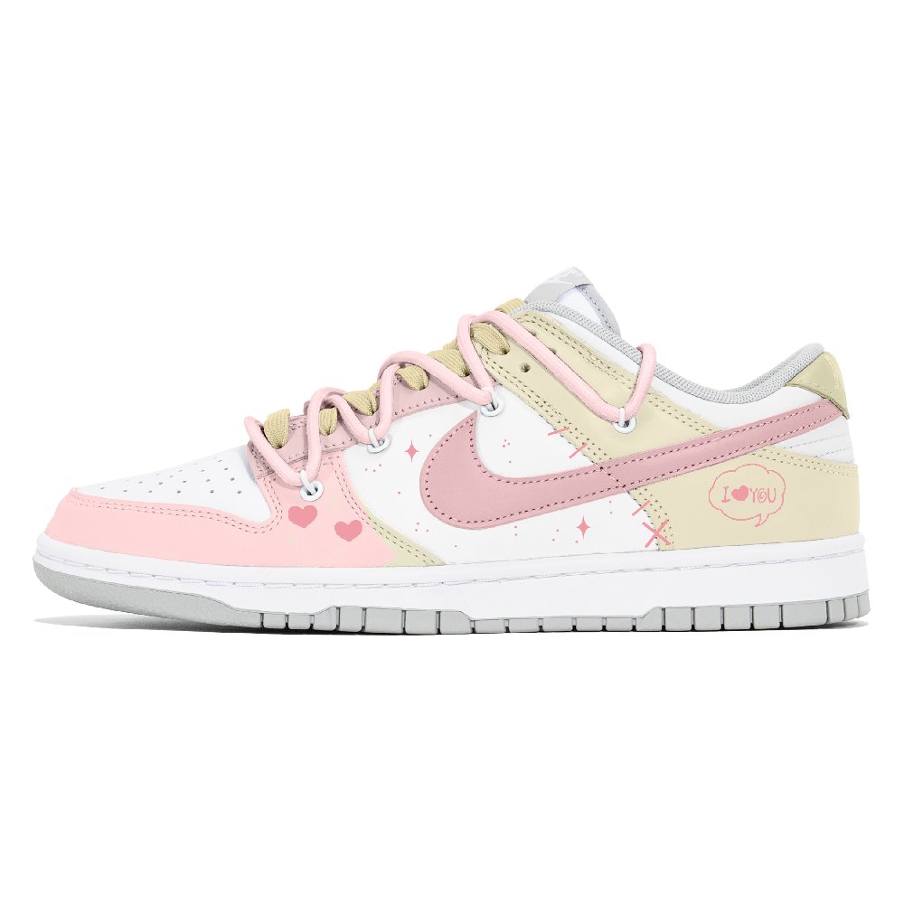 Nike Dunk Joy Lemon Anti-Slip Wear-Resistant Low-Top Skateboard Shoes Women's White Pink Yellow