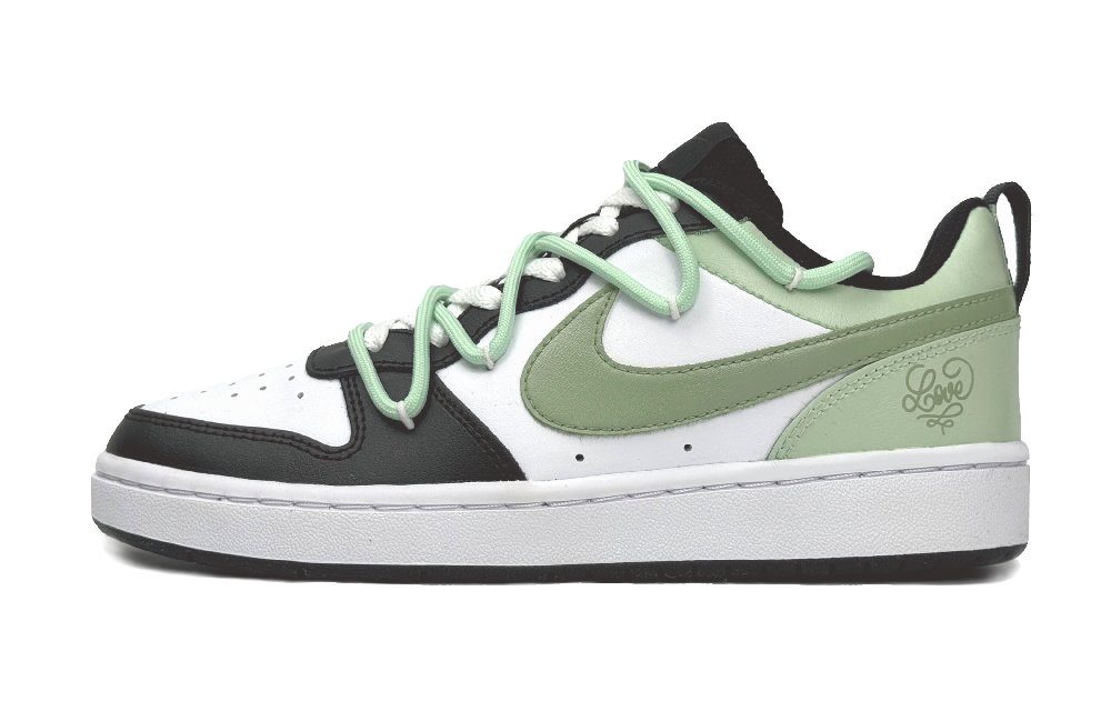 Nike Court Borough Low-Top Skateboard Shoes Women's Black White Green